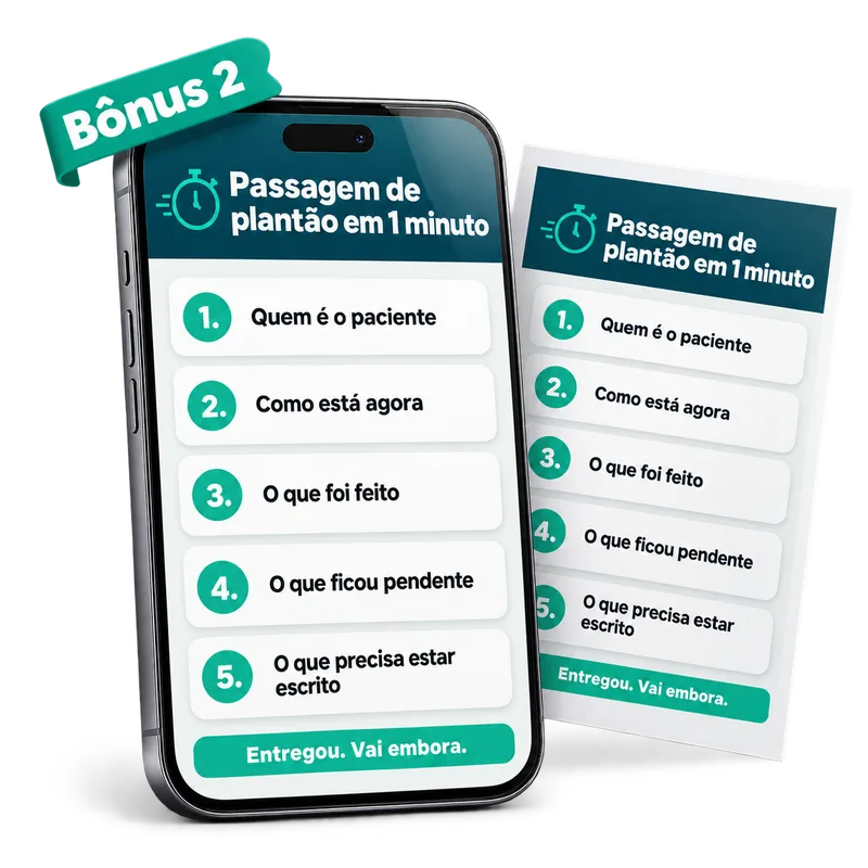 Mockup do bônus Passagem de plantão em 1 minuto
